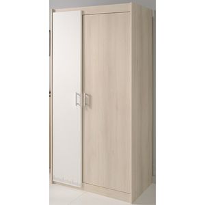 Kleiderschrank Charly 2 Türen B 85 cm Akazie weiß Schrank Drehtürenschrank Wäscheschrank Holzschrank Kinder- und Jugendzimmer Jugendzimmer Schlafzimmer