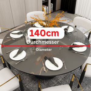 Mayda Runde Tischfolie transparent, 2 mm klare PVC - Durchmesser 140 cm - Tischschutzfolie mit abgerundeten Kanten