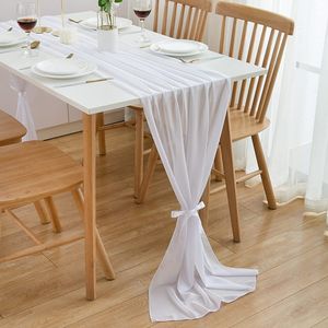 Tischläufer Weiß Chiffon Tischläufer Hochzeit Kommunion Modern Abwaschbar 3m
