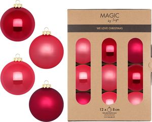 Weihnachtskugeln Glas 8cm 12 Stück - Gentle Pink
