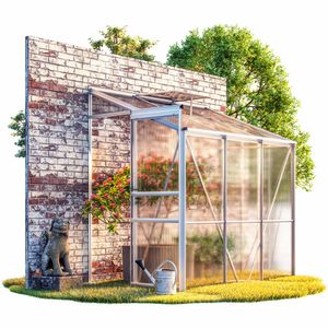 Deuba Beistell Aluminium Gewächshaus | 3,65m³ mit Fundament | 192x127cm | Treibhaus Gartenhaus Frühbeet Pflanzenhaus