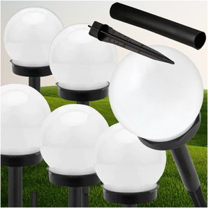 GARDEN SOLAR LAMPS PUNCHED 33cm WHITE SET OF 6 Pcs