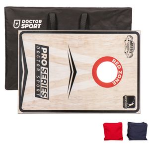 Doctor Sport Cornhole Pro Series – Amerikanisches Wurfspiel – 120 x 60 cm mit 8 Sitzsäcken und Tragetasche – schönes Set aus echtem Holz – 8 Bean Bags mit offiziellem Gewicht  Spitzenqualität