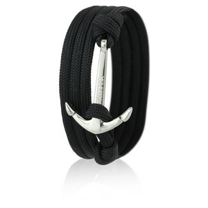 Skipper Anker-Armband Wickelarmband Nylon in Schwarz mit Silbernem Anker 6636
