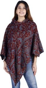 Poncho mit Kapuze, Goa Hippie, Boho Poncho - Wine, Damen, Rot, Polyacryl, Jacken, Mäntel & Ponchos Poncho mit Kapuze, Goa Hippie, Boho Poncho - Wine, Damen, Rot, Polyacryl, Jacken, Mäntel & Ponchos