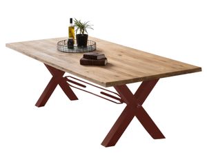 Esstisch mit Baumkante wie gewachsen Esszimmermöbel Küchentisch Baumkantentisch mit Agestell Eisen Art.2244 760x1000x1800