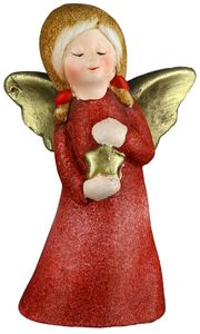 Weihnachtsengel mit goldfarbenen Flügel rot 13 cm