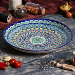 Usbekische Lagan - Rischtan Schale aus Keramik handarbeit 38 cm