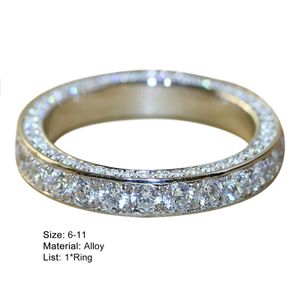 Ehering, rund, glänzend, lichtecht, mit Strasssteinen eingelegt, symmetrischer Fingerreif, Brautschmuck-Silber,US 6