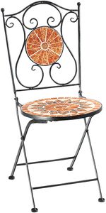 Záhradná stolička Kobolo Skladacia mozaiková stolička Kovová stolička - 88 cm vysoká - oranžová