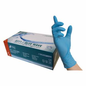 NITRAS Einmalhandschuhe BlueWave 8311 100 Stück - Einweghandschuhe puderfrei, unsteril, perfekt in einer Box zum Dosieren Größe:10