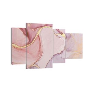 Bild auf Leinwand - Leinwandbild - 4 Teile - Abstraktion Marmor Rosa - 120x70cm - Wand Bild - Wanddeko - Wandbilder - Leinwanddruck - Bilder - Wanddekoration - Leinwand bilder - DL120x70-4528