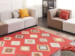 BELIANI Kelímový koberec viacfarebný bavlnený 200 x 300 cm obdĺžnikový s krátkym vlasom geometrický vzor tradičný dizajn
