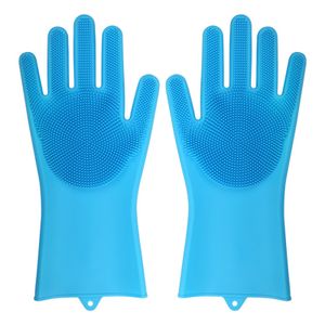 1 Paar Geschirrspülhandschuhe hochelastische nicht rutschfeste wasserdichte wärmefeste Anwendung-Himmelblau ,Größen:M