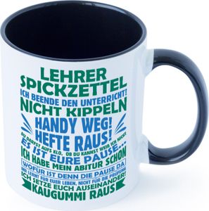 Lehrer Spickzettel | Beruf Tasse | lustiger Spruch vl2 Tasse Weiß Schwarz