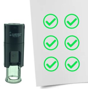 CombiCraft Selbstfärbender Stempel 'Checkbox mit Häkchen' in der Farbe Grün, Ø10mm