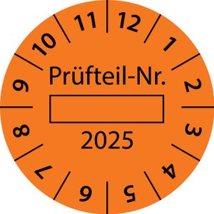 1000 Stück "Prüfetiketten" 30 mm -selbstklebende "Prüfetiketten, Prüfteil-Nr. 2022, Startjahr: 2025" ES-PRPNR-1-2025-30-149-PE