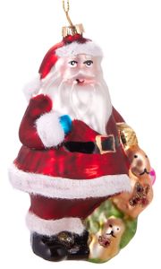 BRUBAKER Otec Vánoc s dárky - Ručně malovaná skleněná vánoční ozdoba - ozdoba na vánoční stromeček figurky vtipná dekorace přívěsek ozdoba na stromeček - 12,5 cm