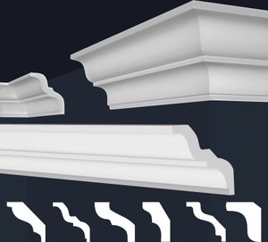 MARBET DESIGN Stuckleisten XPS Styropor weiß - Deckenleisten Deckenstuck Leisten E-Leisten - (2 Meter / 1 Leiste E-10)