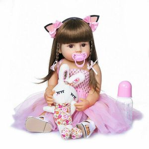 55cm Lebensecht reborn Baby Puppe Weich Silikon-Vinyl Mädchen Spielpuppe Doll