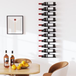 Dripex Weinregal 110cm für 11 Flaschen Flaschenregal Flaschenhalter Aufbewahrungsregal Metall für die Wand Schwarz
