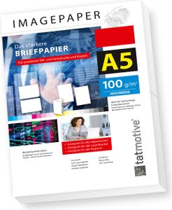 TATMOTIVE Imagepaper 100g/qm DIN A5, das stärkere Briefpapier, brillante Drucke für alle Drucker, 2000 Blatt Kopierpapier Druckerpapier weiß TATMOTIVE Imagepaper 100g/qm DIN A5, das stärkere Briefpapier, brillante Drucke für alle Drucker, 2000 Blatt Kopierpapier Druckerpapier weiß