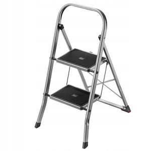 KADAX kleine Aluleiter, Sicherheitsleiter aus Aluminium, 2-Stufiger Haushaltstritt
