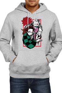 Brother Slayer Sister Demon Herren Kapuzenpullover Bluzy Anime Manga Comics Japan Animation, Man S / Grau