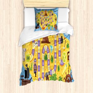 ABAKUHAUS Nursery Aktivität Mantele, Piraten-Schatz, Milbensicher Allergiker geeignet mit Kissenbezügen, 135 cm x 200 cm - 80 x 80 cm, Mehrfarbig