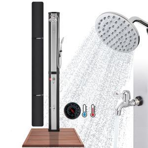 AREBOS Solární sprcha 60 l| s ruční sprchou a teploměrem | Teplota vody až 60 °C Bazénová sprcha Camping | Kulatá sprchová hlavice | Technologie Snap-In Stříbrná AREBOS Solární sprcha 60 l| s ruční sprchou a teploměrem | Teplota vody až 60 °C Bazénová sprcha Camping | Kulatá sprchová hlavice | Technologie Snap-In Stříbrná