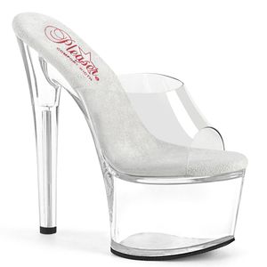 PASSION-701 Pleaser transparent komfortable Damen High Heels Plateaupantoletten klar