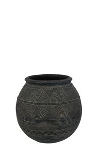 Vase Krug Kreis Zement Schwarz/Braun Small