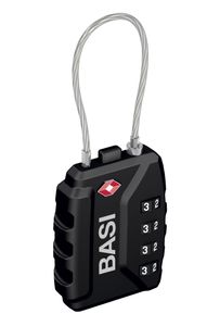 BASI - Kofferschloss - KS 625 TSA - Zinkdruckguss-Gehäuse - 37 mm - Schwarz - flexibles Stahlseil -  6100-0625