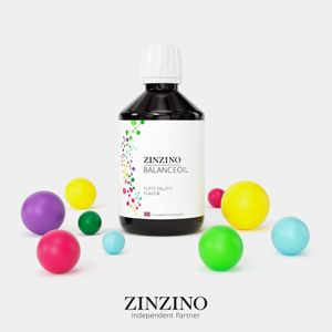 ZinZino BalanceOil Fischöl mit Omega-3 1033 mg, Omega-9, Vitamin D3, Tocopherol,  DHA, EPA Tutti Frutti Geschmack mit Olivenöl, 300 ml