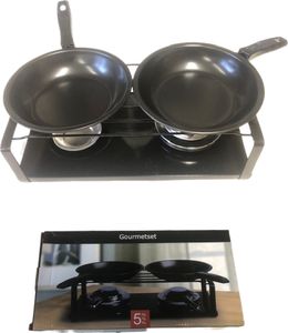 Gourmet Set 2 Bratpfannen 2 Einstellbare Brenner Gourmet Set 2 Bratpfannen 2 Einstellbare Brenner