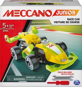 MECCANO 6058606, Race Car STEAM Model Building Kit, for Kids Aged 5 and Up Junior, Rennauto Dampf Modellbausatz fur Kinder ab 5 Jahren, grau
