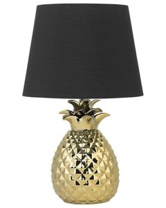 BELIANI Tischlampe Gold Keramik 52 cm Stoffschirm Schwarz Ananas-Fuß Kabel mit Schalter Moderner Minimalistischer Stil