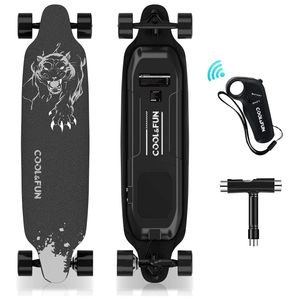 Cool&Fun Elektro-Skateboard 400W Brushless Electric Longboard,35,4x9 Zoll Elektrisches Longboard-Skateboard mit,3 Geschwindigkeitsverstellung,11 Lagen Ahorn Longboard