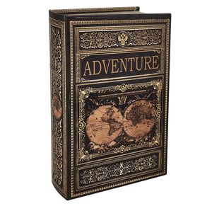 Hohles Buch mit Geheimfach Buchversteck Weltkarte Adventure Antik-Stil : 33 cm Größe: 33 cm