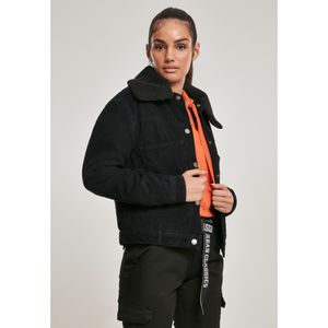 Urban Classics Damen Ladies Oversized Corduroy Sherpa Jacket TB3051, color:black/black, size:XL