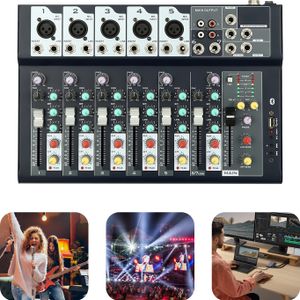 Professioneller Mixer, Professioneller Sound Mixer, 33 x 23 x 3.7cm 7-Kanal Sound Mixer für Band-/Bühnenauftritte, Bars