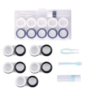 5er-Pack Kontaktlinsenbehälter Behälterhalter Aufbewahrungsbox Tragbare Kontaktlinsen-Reisesetscolorblack+white)
