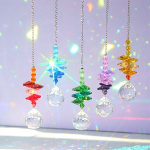 5 Stück Sonnenfänger Kristall, Hängendes Windspiel, Glasprisma Regenbogen Anhänger für Fenster Haushalt Garten Dekoration