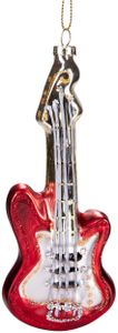 BRUBAKER Guitar Red - Ručně malovaná skleněná vánoční ozdoba - ozdoba na vánoční stromeček figurky vtipná dekorace přívěsek ozdoba na stromeček - cca 15 cm