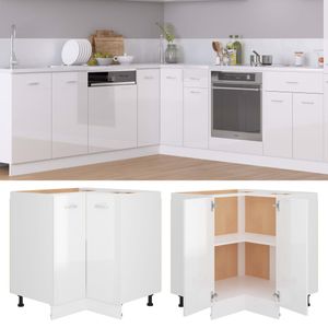 BesteⒶ Küche-Eckunterschrank Hochglanz-Weiß 75,5x75,5x80,5 cm Küchenschrank Aufbewahrungsschrank Küchenzeile