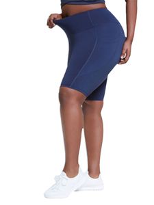 ydance Frauen High Shist Yoga Shorts Push Up Tasche Sport Workout Gym Quick Dry,Farbe: Marineblau,Größe:XL