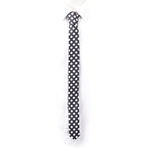 Schmale Krawatte in schwarz mit weißen Punkten I Polka Dots Rockabilly 60s