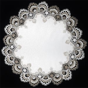 Spitzendecke / Mitteldecke / Tischdecke / Tischwäsche / Tischläufer / Tischdeko / Tafeldecke / Kissen / #8139 / Braun / 60cm Rund