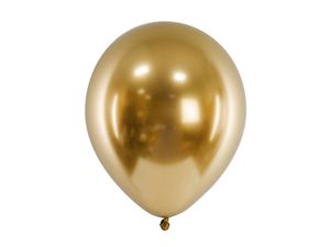Latexballon Glossy Ballons 30cm, Rund, 10 Stück PartyDeco Farbe: Gold