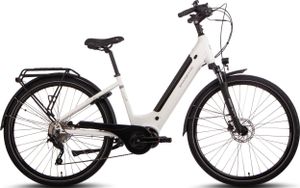 SAXONETTE E-Bike Premium Sport , 10 Gang, Kettenschaltung, Mittelmotor, 522 Wh Akku, Pedelec, Elektrofahrrad, Trekkingrad (Ramenhöhe 50 , Weiss)